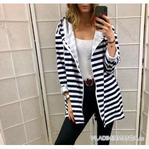Cardigan/mikina538 bavlnený s kapucňou dámsky proužek (uni s/m) TALIANSKÁ MÓDA IM419562