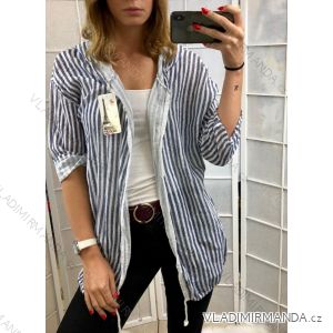 Cardigan bavlnený s kapucňou dámsky proužek (uni s/m) TALIANSKÁ MÓDA IM419473