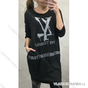Šaty oversize 3/4 dlouhý rukáv teplé volnočasové dámské (uni m-l) ITALSKÁ MÓDA IM4191113